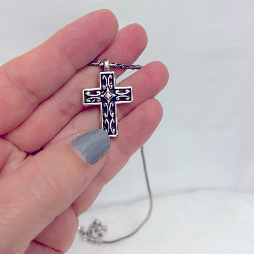 Brighton Double Sided Cross Necklace in Silver and Gold